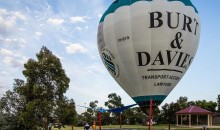 Hot air balloon landing in Bentleigh park