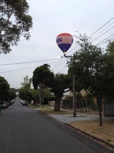 The Remax balloon above Surrey Hills homes. 