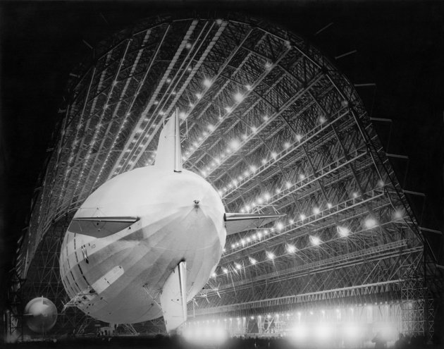 The USS Macon in Hangar One at Moffett Field, California  