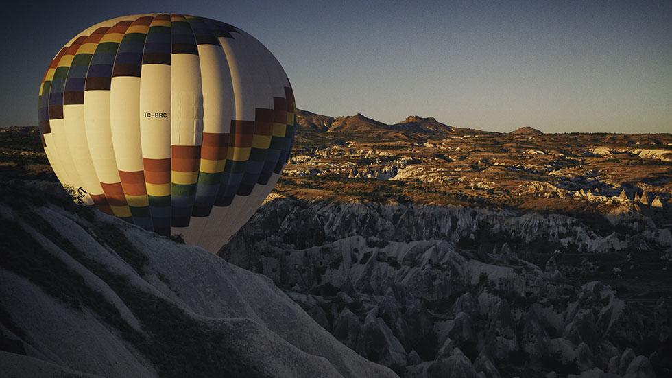 Hot air balloons fill the sky in Cappadocia, Turkey. (Afonso Salcedo)