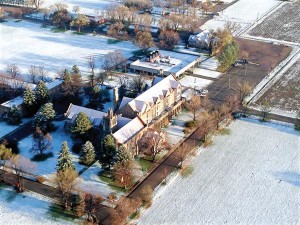 An aerial view of the Abbey campus from the hot air balloon, 'Outlaw,' during a practice flight April 17. 